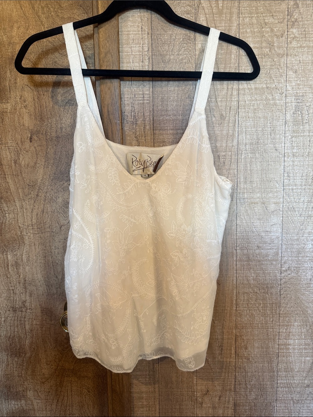 Rory Beca Cream Embroidered V-Neck Camisole
